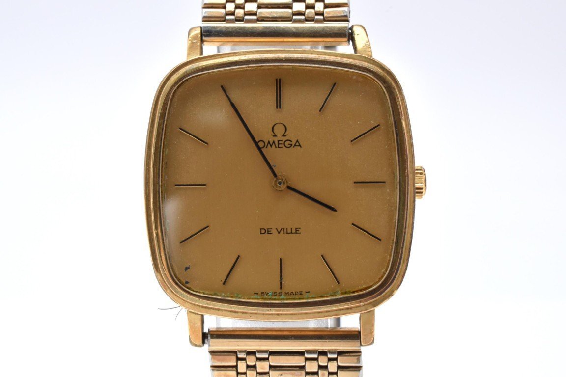 OMEGA オメガ デビル 腕時計 メンズ 手巻き ゴールド ゴールド文字盤 スクエア型 2針拍卖