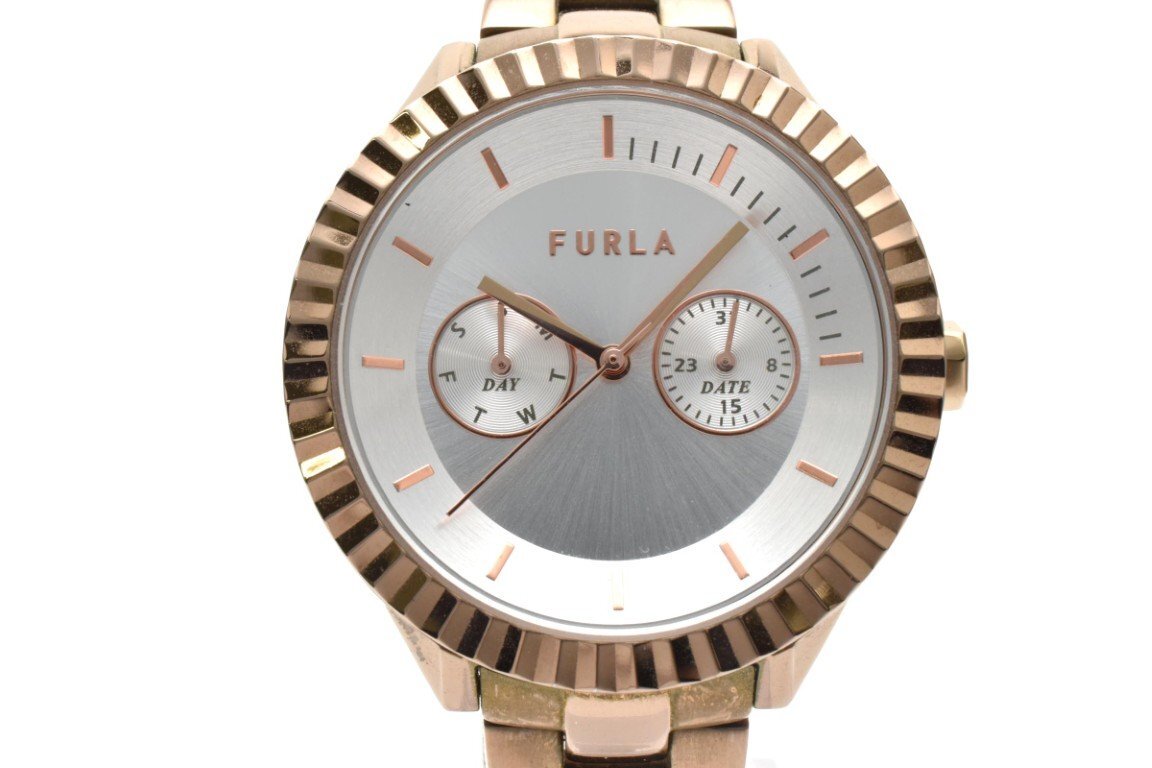 フルラ 31853-4253102544 ラウンド ゴールド シルバー 3針 カレンダー ステンレス クォーツ QUARTZ レディース 腕時計 FURLA拍卖