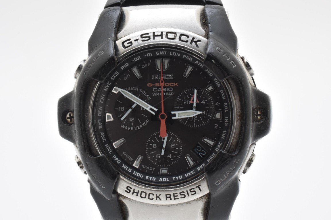 カシオ G-SHOCK GIEZ GS-1000J デイト クロノグラフ ブラック ラウンド タフソーラー メンズ 腕時計 CASIO拍卖