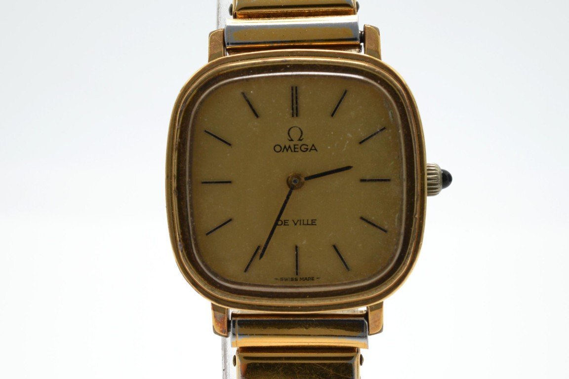 稼働品 オメガ デビル スクエア ゴールド 手巻き レディース 腕時計 OMEGA拍卖