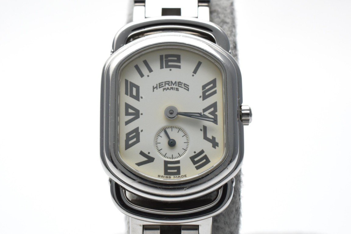 稼働品 エルメス ラリー TA2.210 シルバー クォーツ スモセコ レディース 腕時計 HERMES拍卖