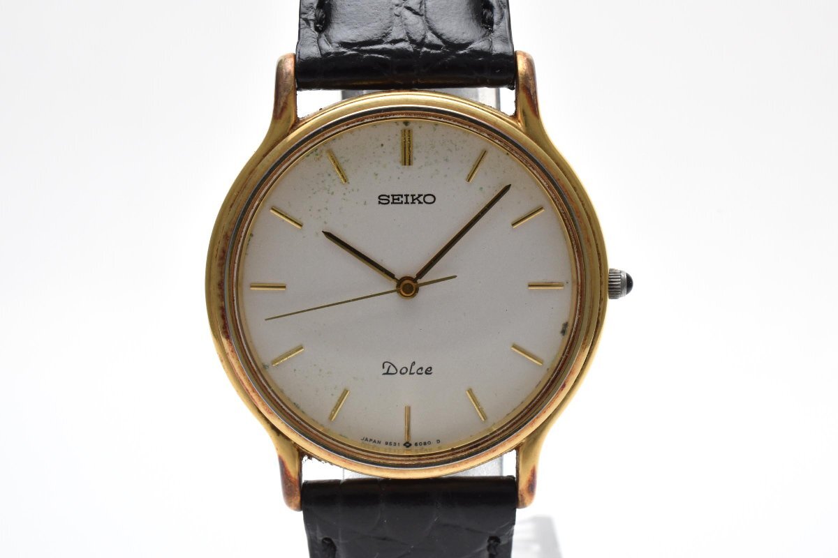 SEIKO セイコー DOLCE ドルチェ 腕時計 メンズ クォーツ式 ゴールド 3針 黒ベルト ラウンド 9531-603A拍卖