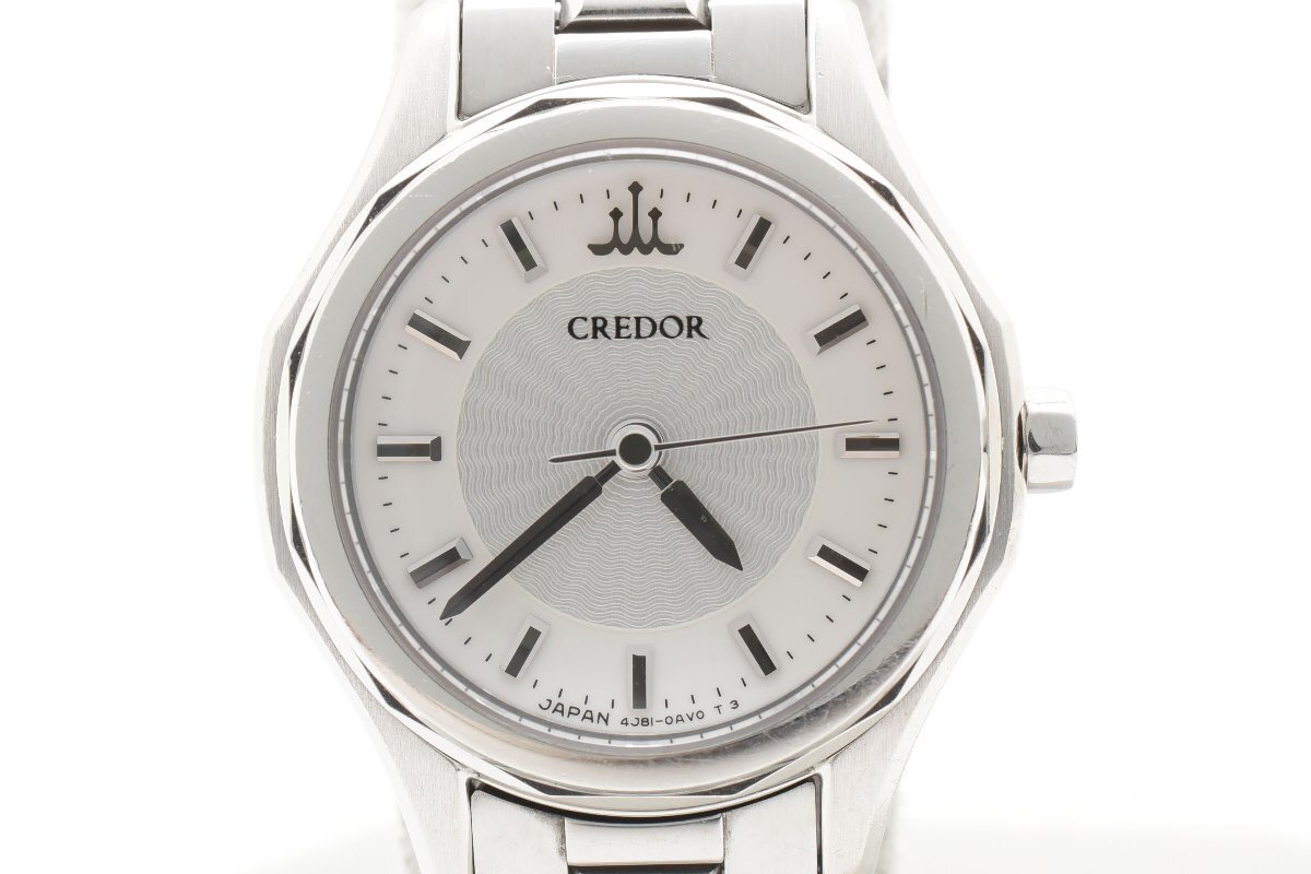 SEIKO CREDOR セイコー クレドール クォーツ ラウンド 腕時計 レディース 3針 ホワイト シルバー 4J81-0AP0拍卖