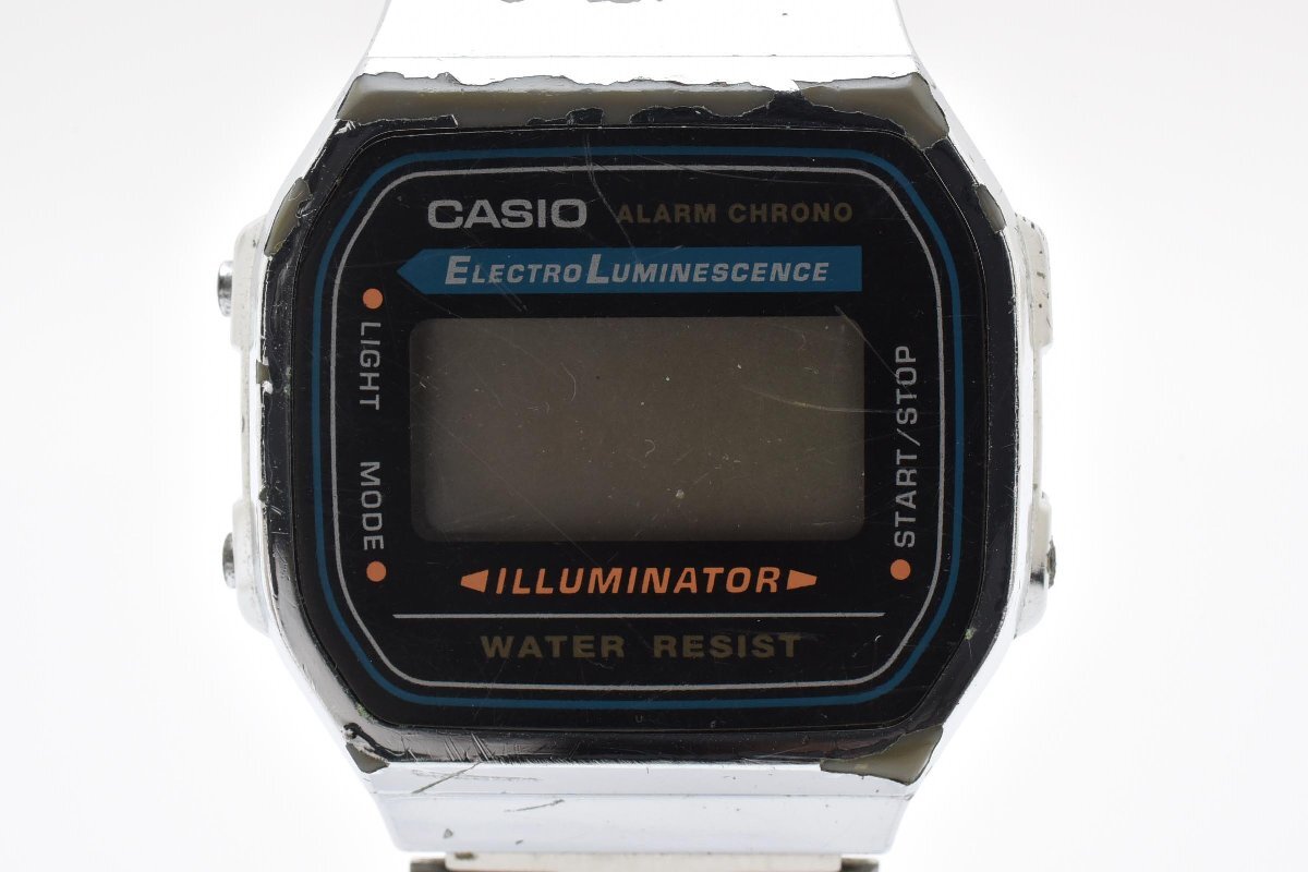 CASIO ALARM CHRONO カシオ アラームクロノ デジタル クォーツ スクエア レクタングル 腕時計 メンズ ブラック シルバー A168拍卖