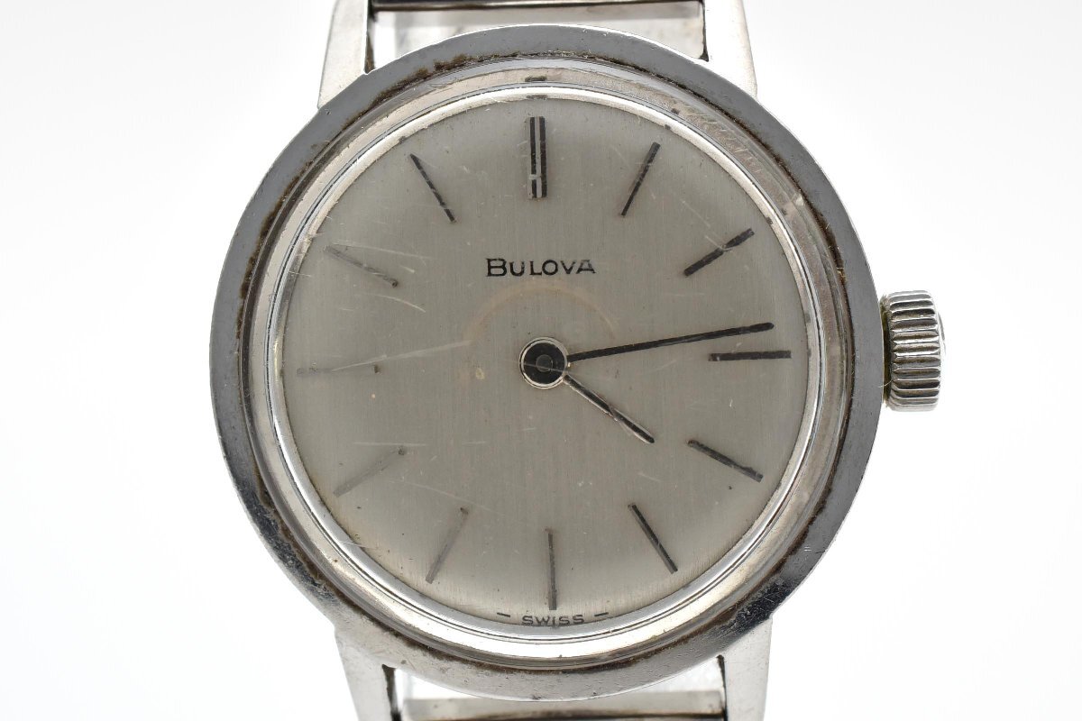 稼働品 ブローバ M6 手巻き ラウンド シルバー 2針 エバータイプ ヴィンテージ レディース 腕時計 BULOVA拍卖