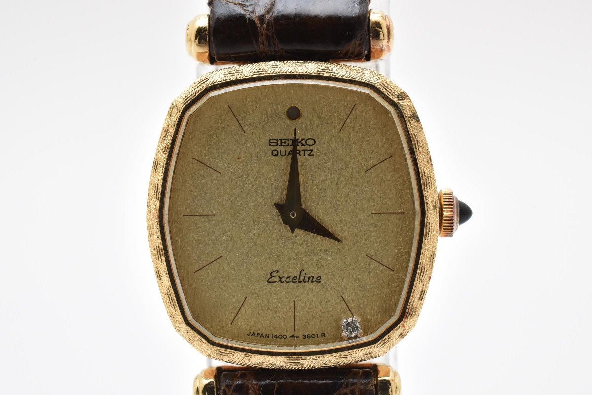 SEIKO QUARTZ Exceline セイコー クォーツ エクセリーヌ スクエア 腕時計 レディース 2針 ゴールド 1400-7000拍卖