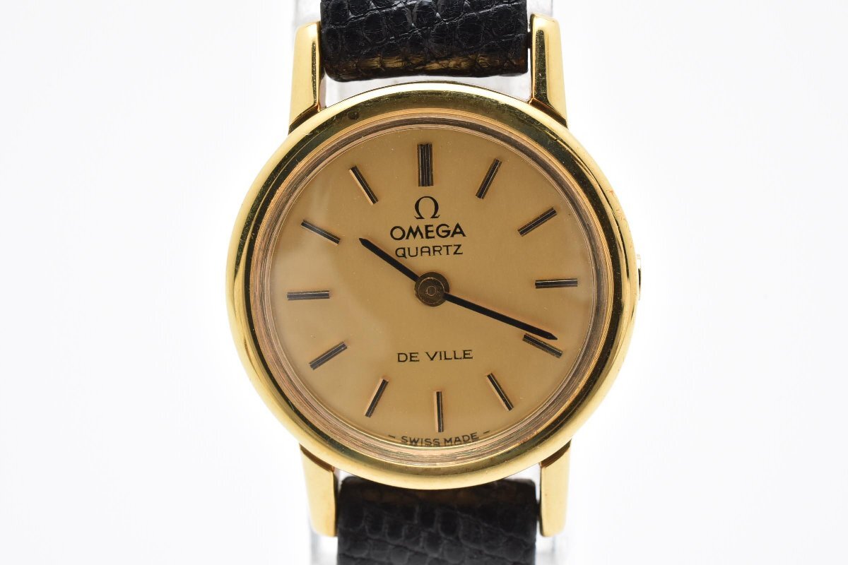 オメガ デビル プッシュリューズ ラウンド ゴールド クォーツ レディース 腕時計 OMEGA拍卖