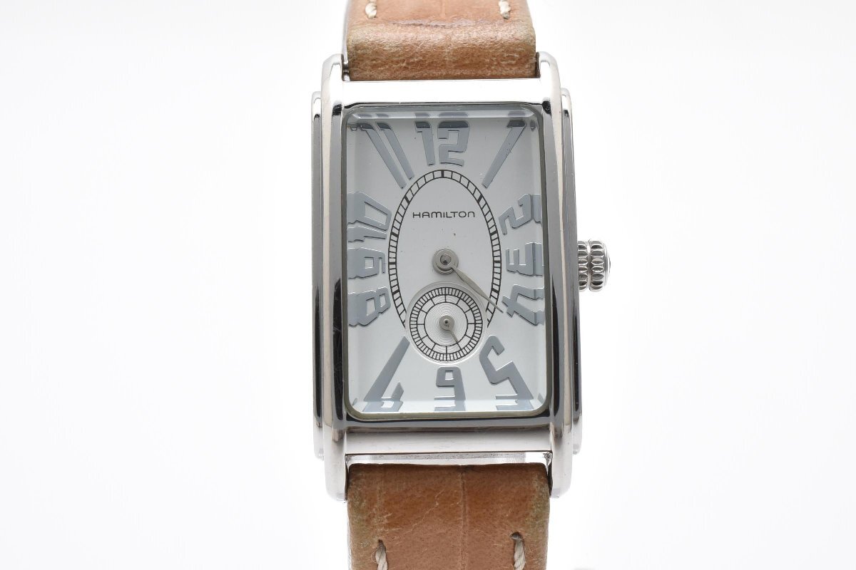 HAMILTON ハミルトン クォーツ スクエア レクタングル 腕時計 3針 レディース 3針 ホワイト シルバー 980 153拍卖