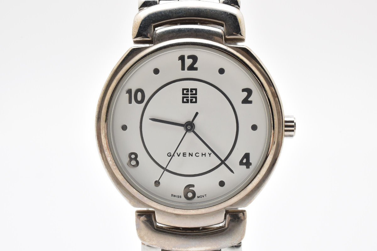 GIVENCHY ジバンシー 腕時計 メンズ クォーツ式 シルバー ホワイト文字盤 3針 ラウンド ステンレススチール拍卖