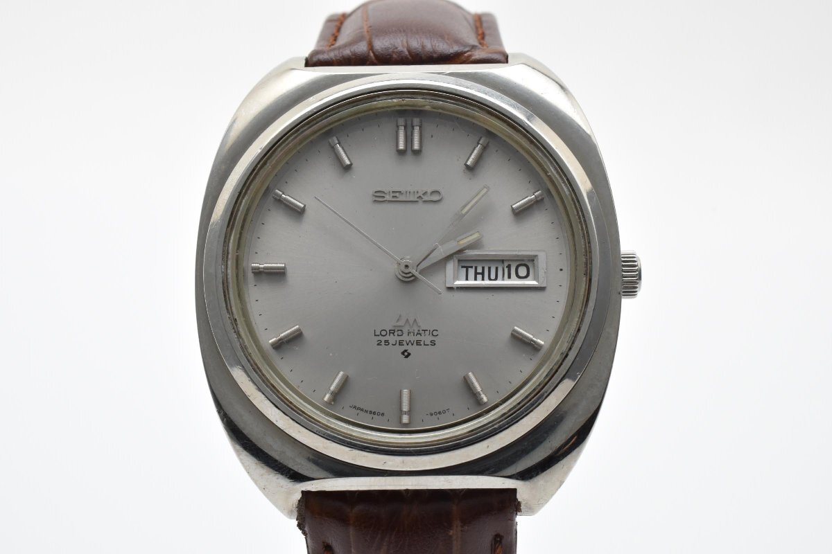 稼働品 SEIKO LM LORD MATIC セイコー ロードマチック 自動巻き ラウンド 腕時計 メンズ 3針 デイデイト シルバー 5606-9040拍卖