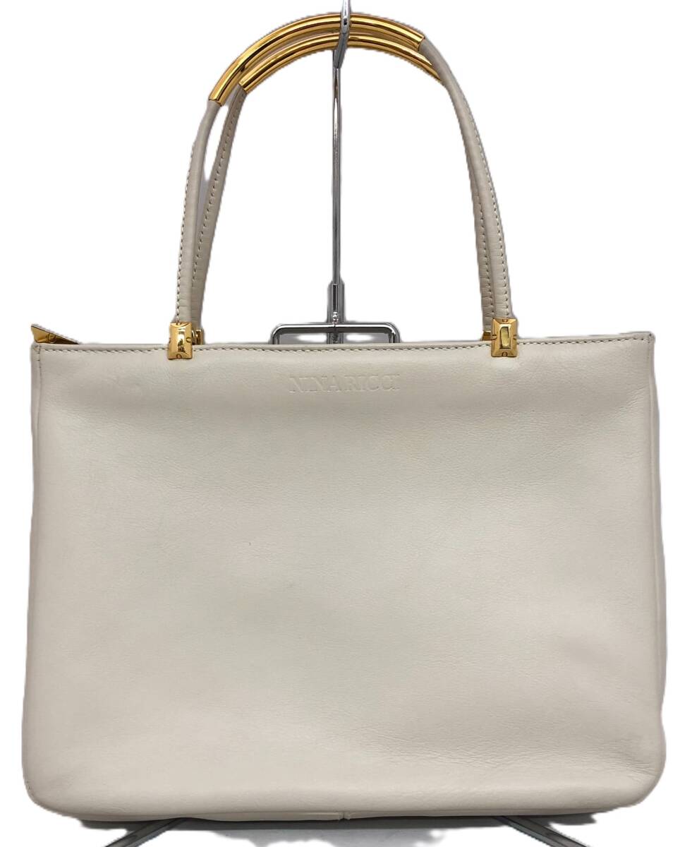 ニナリッチ レザー ベージュ ハンドバッグ /B8344F拍卖