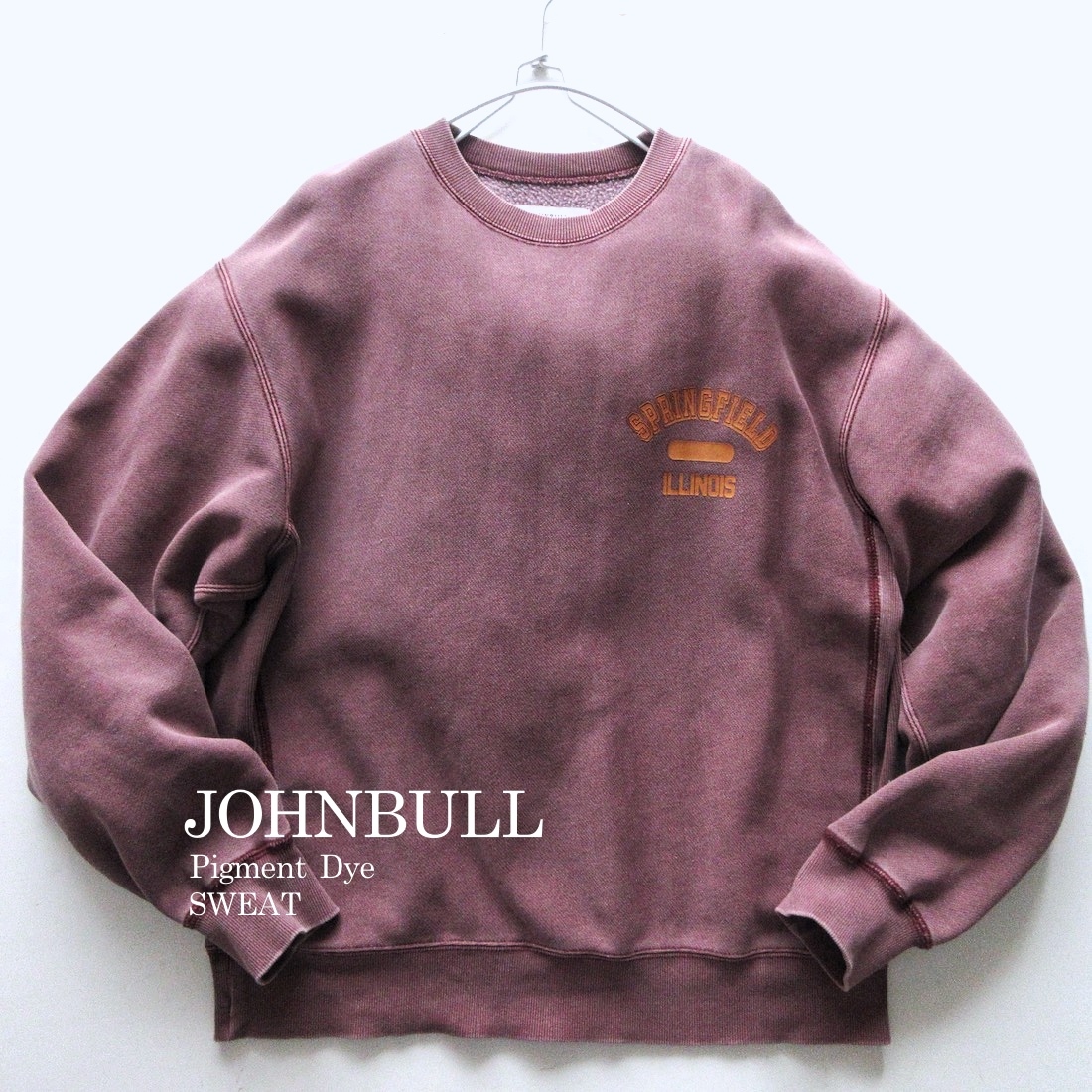 【JOHNBULL ジョンブル】14300円 ピグメント ダイ クルーネック スウェット トレーナー!! (80年代のスウェット モチーフ)拍卖
