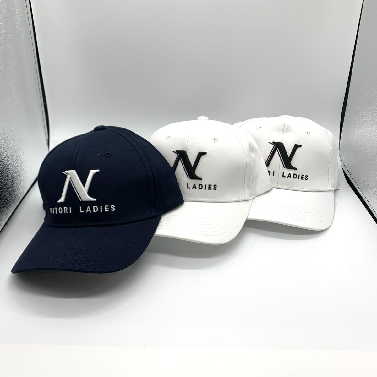 【オススメ】☆ NITORI LADIES ニトリレディース ゴルフ トーナメントキャップ 3点 セット ☆ ネイビー/ホワイト/帽子/フリーサイズ拍卖