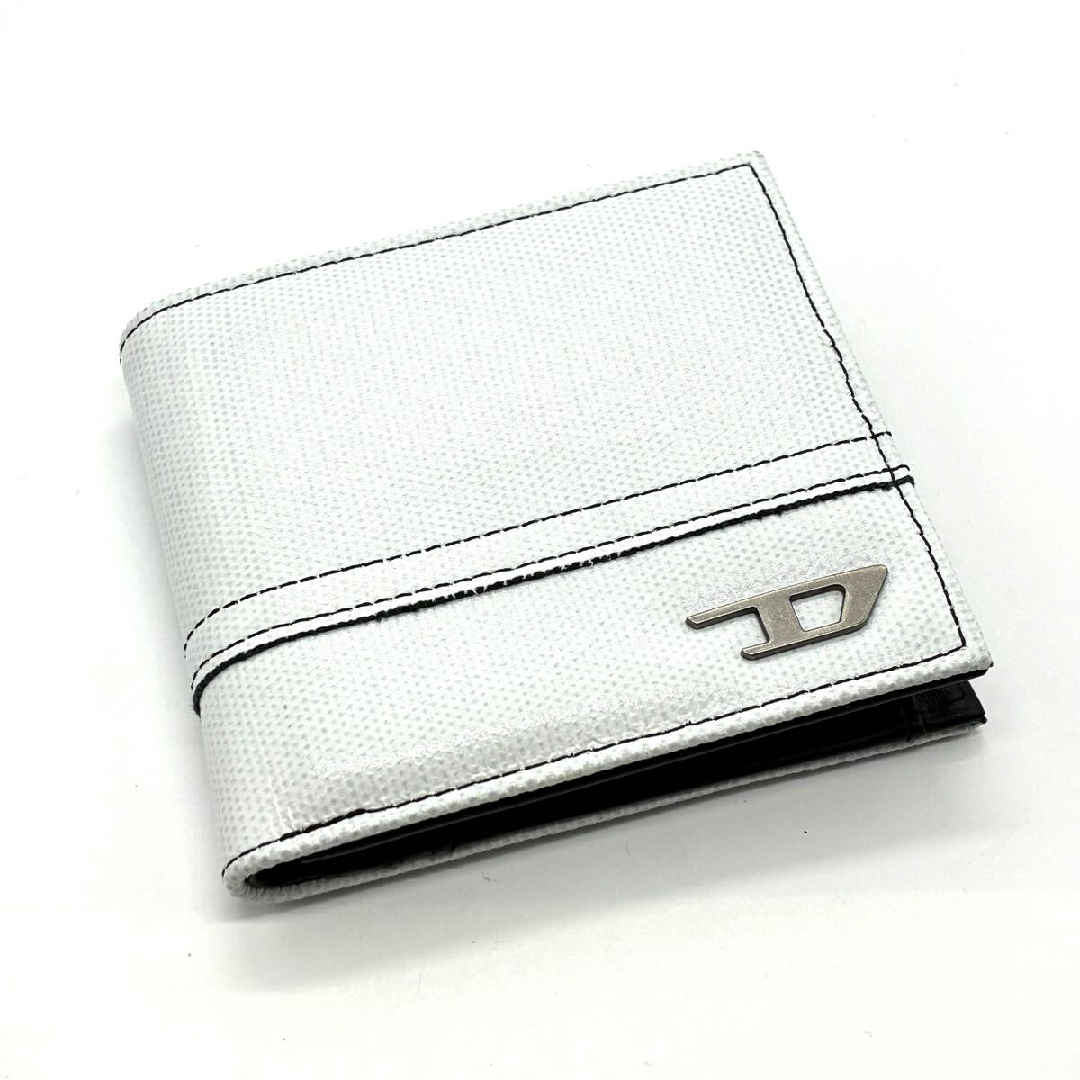 【ほぼ未使用】☆ DIESEL ディーゼル 2つ折り財布 ☆ メンズ/レザー/X08441/小銭入れ/ホワイト/ブラック/コインケース拍卖