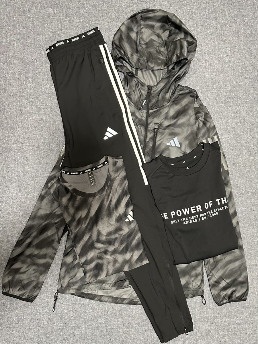 ADIDAS 2025秋冬NEWMODEL オウンザラン総柄プリントジャケット・オウンザランスリーストライプスパンツトレーニングウェア4セット 拍卖