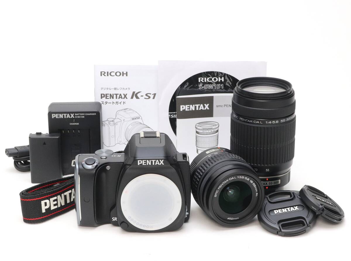 AB (良品) PENTAX ペンタックス K-S1 ブラック 300ダブルズームキット シャッター数 470枚 初期不良返品可 110-127拍卖