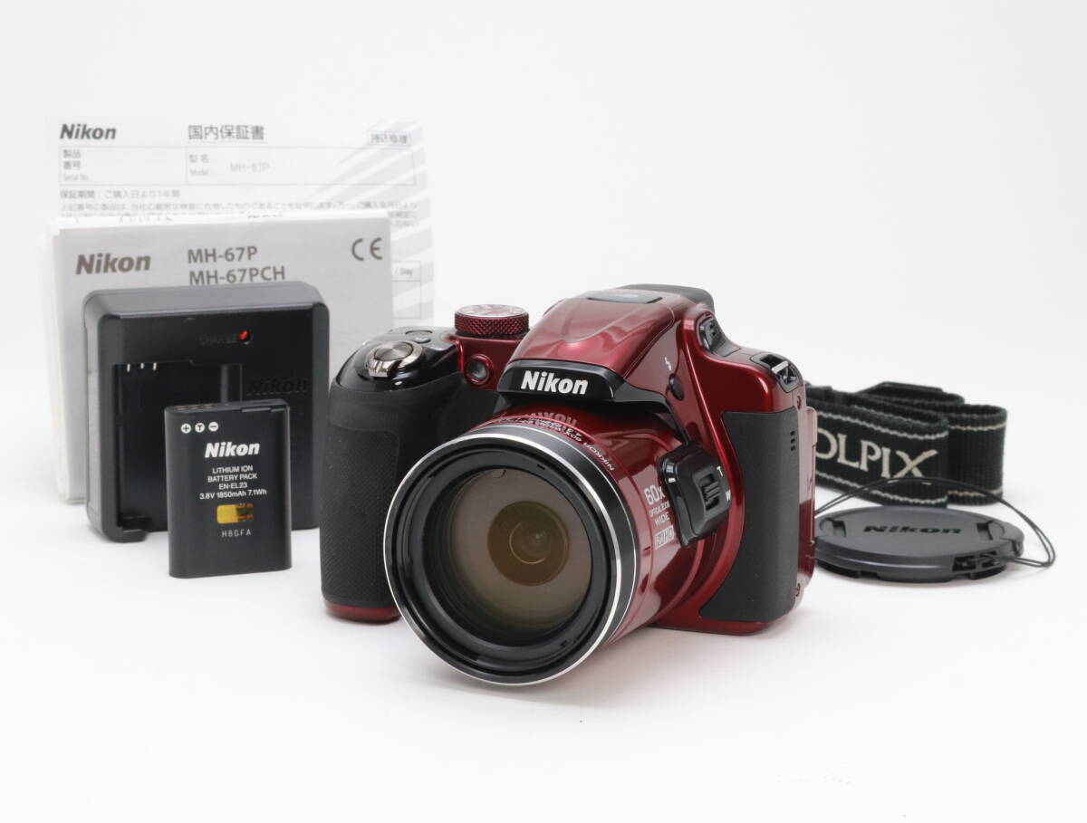 AB (良品) Nikon ニコン COOLPIX P600 レッド 初期不良返品対応 110-39拍卖