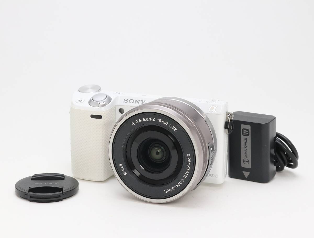AB- (良品) SONY ソニー α NEX-5R E PZ 16-50mm F3.5-5.6 OSS ホワイト レンズキット シャッター数 16,415枚 初期不良返品可 110-73拍卖