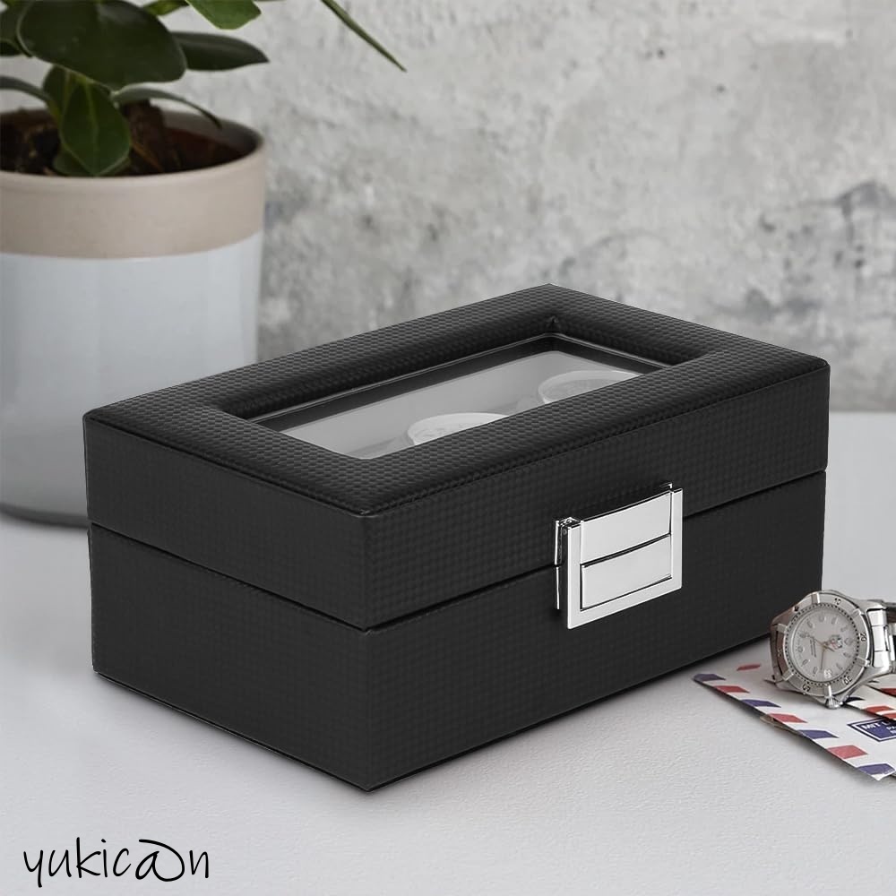 時計ディスプレイ 時計ケース 腕時計収納ボックス コレクションケース ウォッチボックス PU製 3本用 ブラック 高級 おしゃれ拍卖