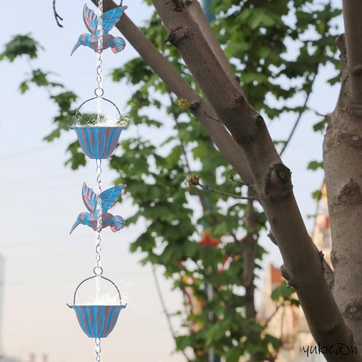 レインチェーン 鎖樋 くさりとい カップ上の鳥 雨樋 屋外 屋根 雨だれ あまどい レトロ 風鈴 雨どい部品 長さ2.4m 取り付け簡単 癒し音拍卖
