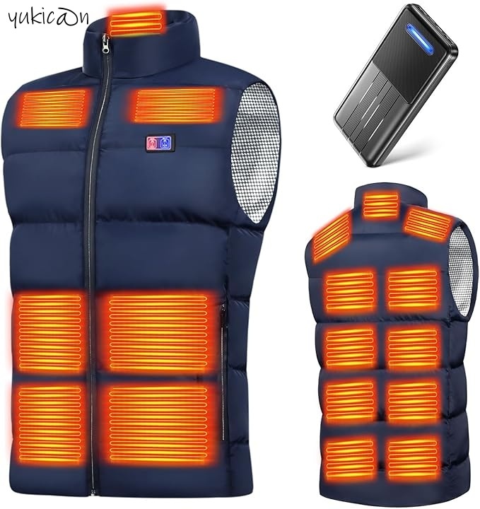 電熱ベスト 加熱ベスト ヒートジャケット 2XL ブルー 40800mAh 17箇所発熱 前後独立スイッチ USB給電 速暖 丸洗い 省エネ 節電拍卖