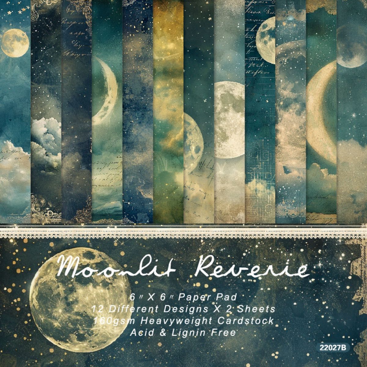 Moon 24枚 デザインペーパー 月 星 雲 夜空 アート デザイン 装飾 背景 スクラップブッキング コラージュ素材拍卖