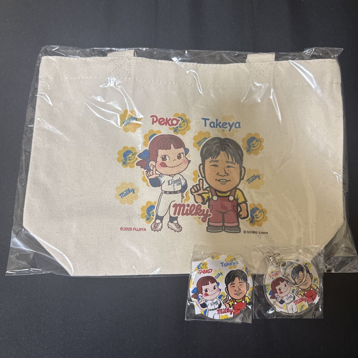 中村剛也 埼玉西武ライオンズ 西武ライオンズ ペコちゃん ぺこちゃん ガチャガチャ ガチャ レア含む3種 トートバッグ キーホルダー バッジ拍卖