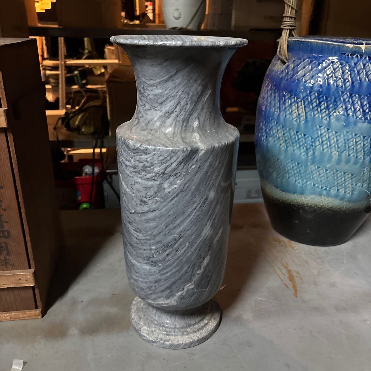 11-175 大理石? 傘立て 壺 花瓶 花器 置物 インテリア 陶器 アンティーク拍卖