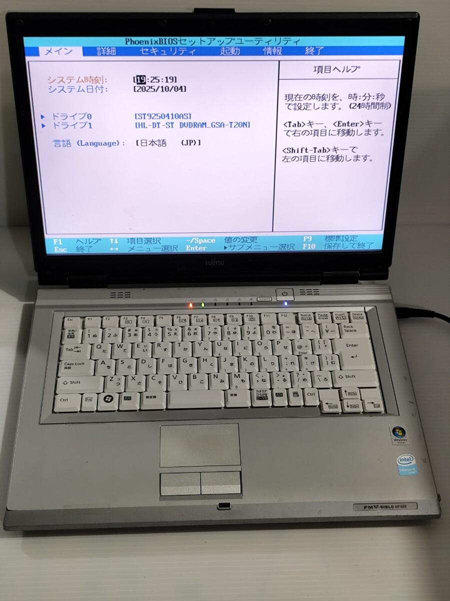 y1191 FUJITSU FMV-BIBLO NF40X FMVNF40XJ Celeron M-520 2GB HDD250GB ジャンク拍卖