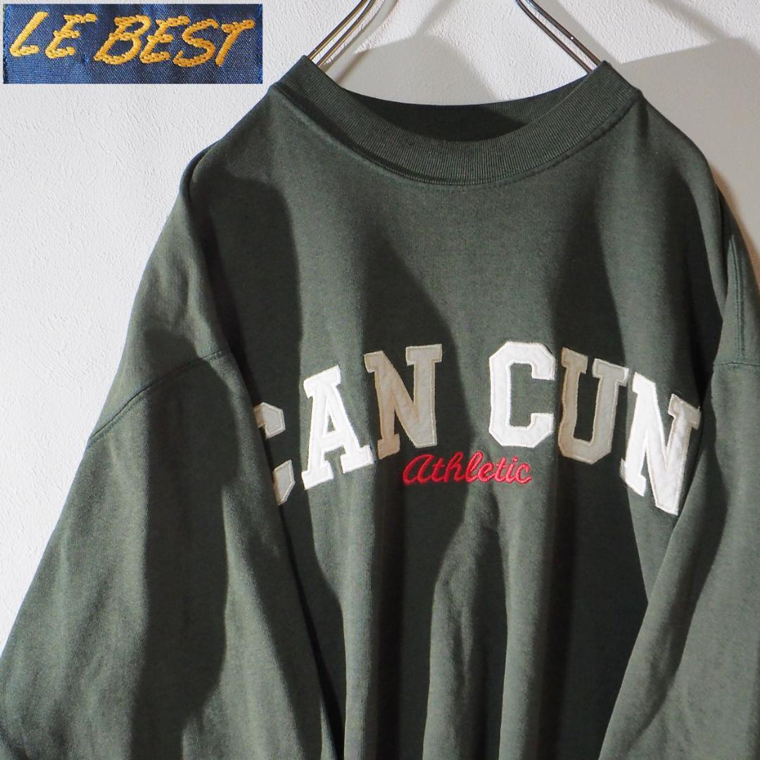 90'S ビンテージ LE BEAT スウェット ビッグシルエット ビッグロゴ アーチロゴ グリーン メンズLサイズ拍卖