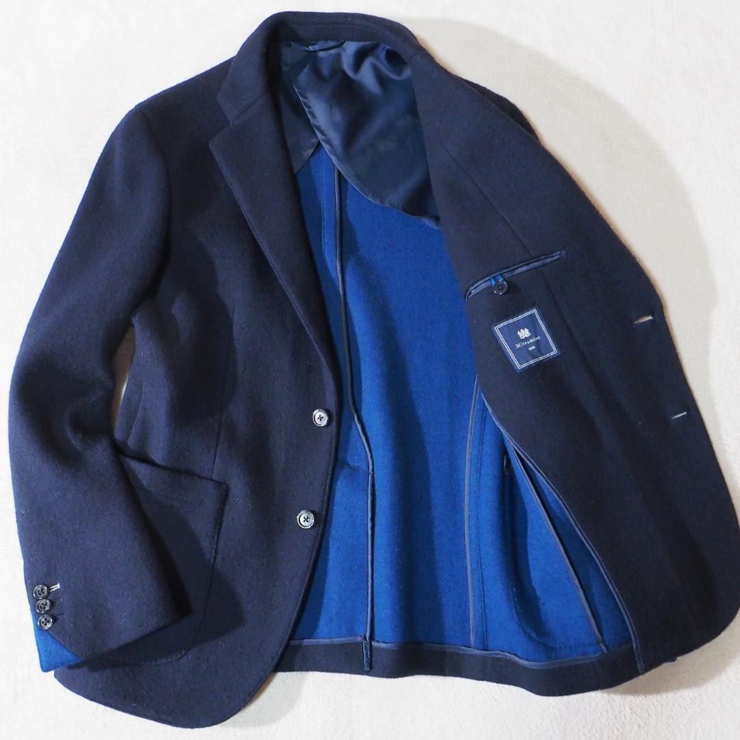ミツミネ Mitsymine テーラードジャケット ウール ネイビー 2釦 本切羽 メンズMサイズ拍卖