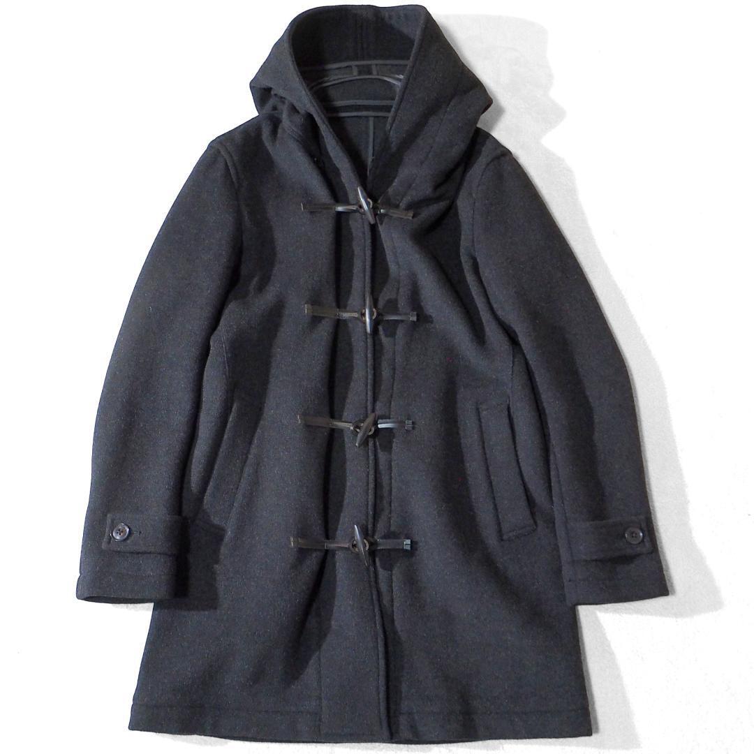 シップスジェットブルー SHIPS JET BLUE ダッフルコート ロングコート チャコールグレー ウール 牛革レザーループ メンズLサイズ拍卖