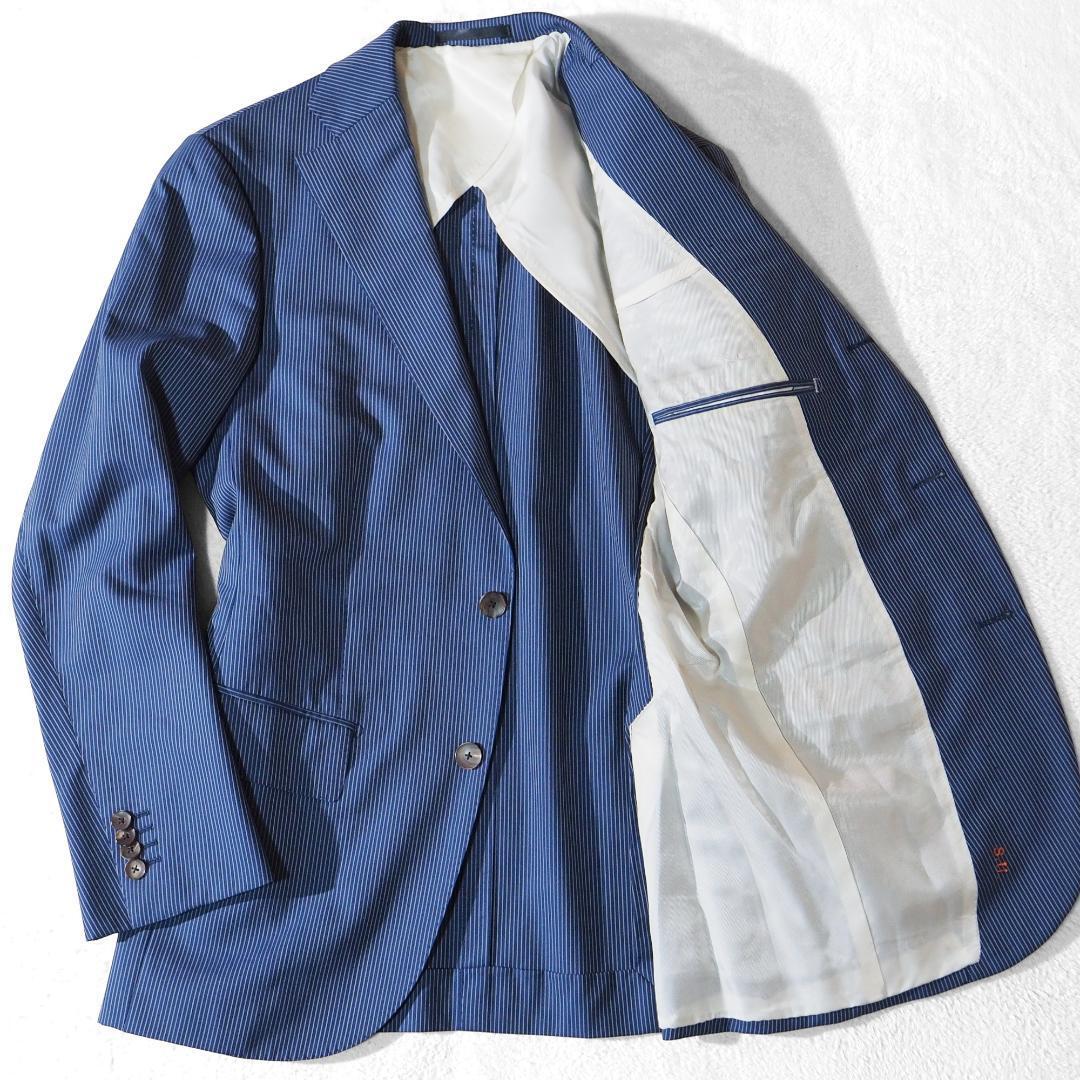 オーダーメイド タキザワシゲル Takizawa Shigeru テーラードジャケット アズーロネイビー 上質ウール100%生地ペンシルストライプ柄 M位拍卖