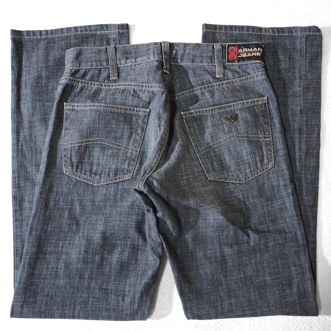 イタリア製 アルマーニジーンズ ARMANI JEANS ブラック デニムパンツ AJ フレア ブーツカット レディース W28拍卖