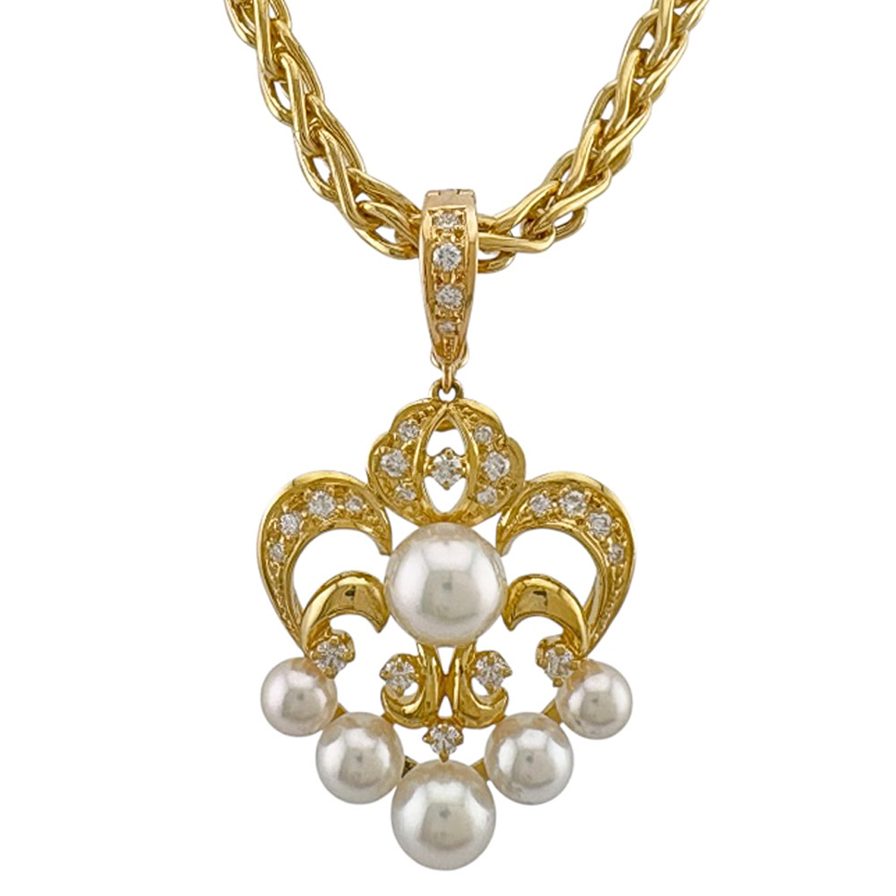 ミキモト ネックレス 18金 K18イエローゴールド アコヤパール レディース MIKIMOTO 中古 美品拍卖