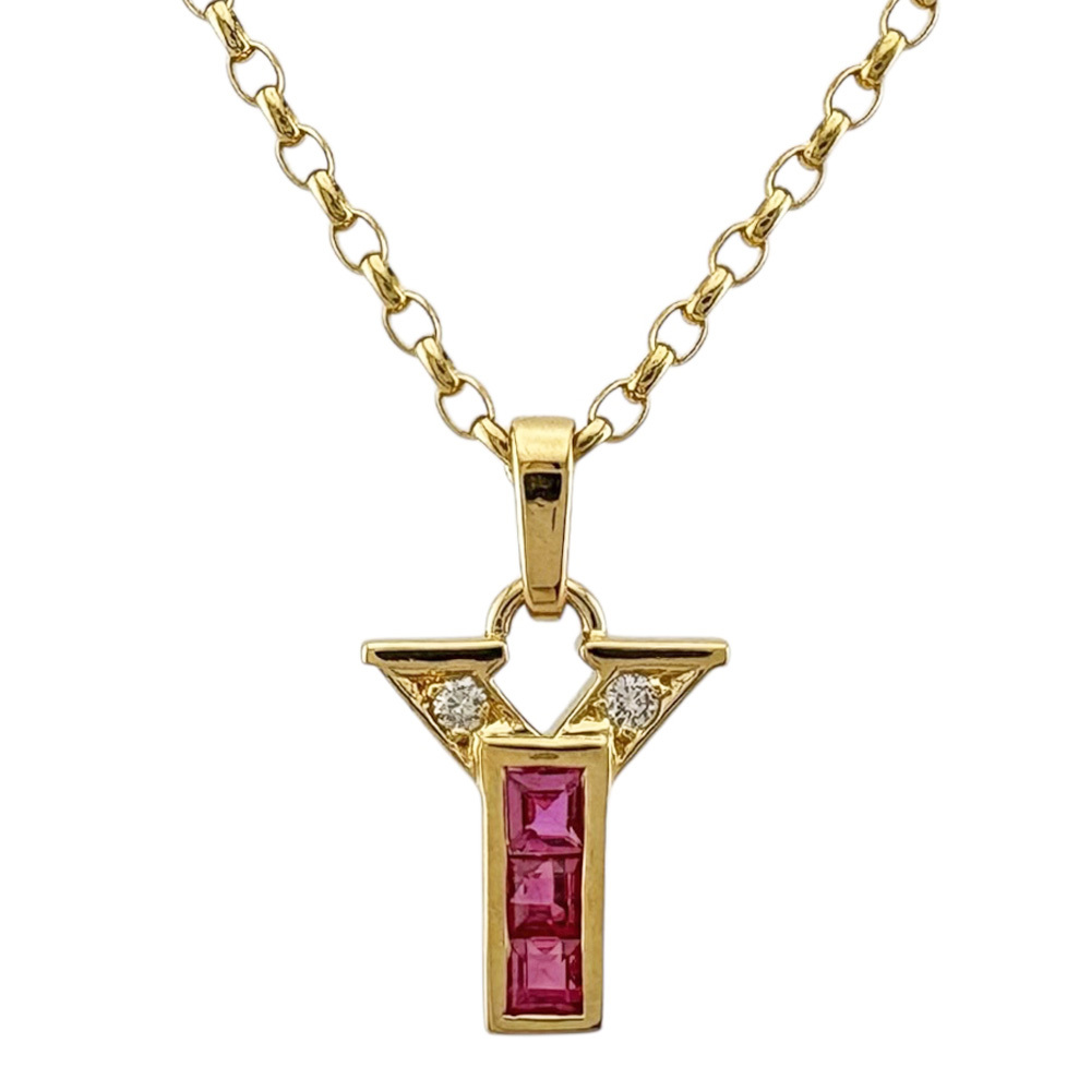 ミキモト ネックレス 18金 K18イエローゴールド ルビー レディース MIKIMOTO 中古 美品拍卖