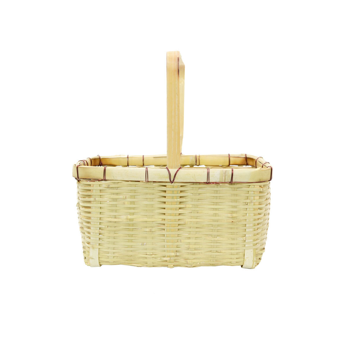 竹の収穫かご 長角一本手 深型 S 青竹 野菜かご 竹籠拍卖