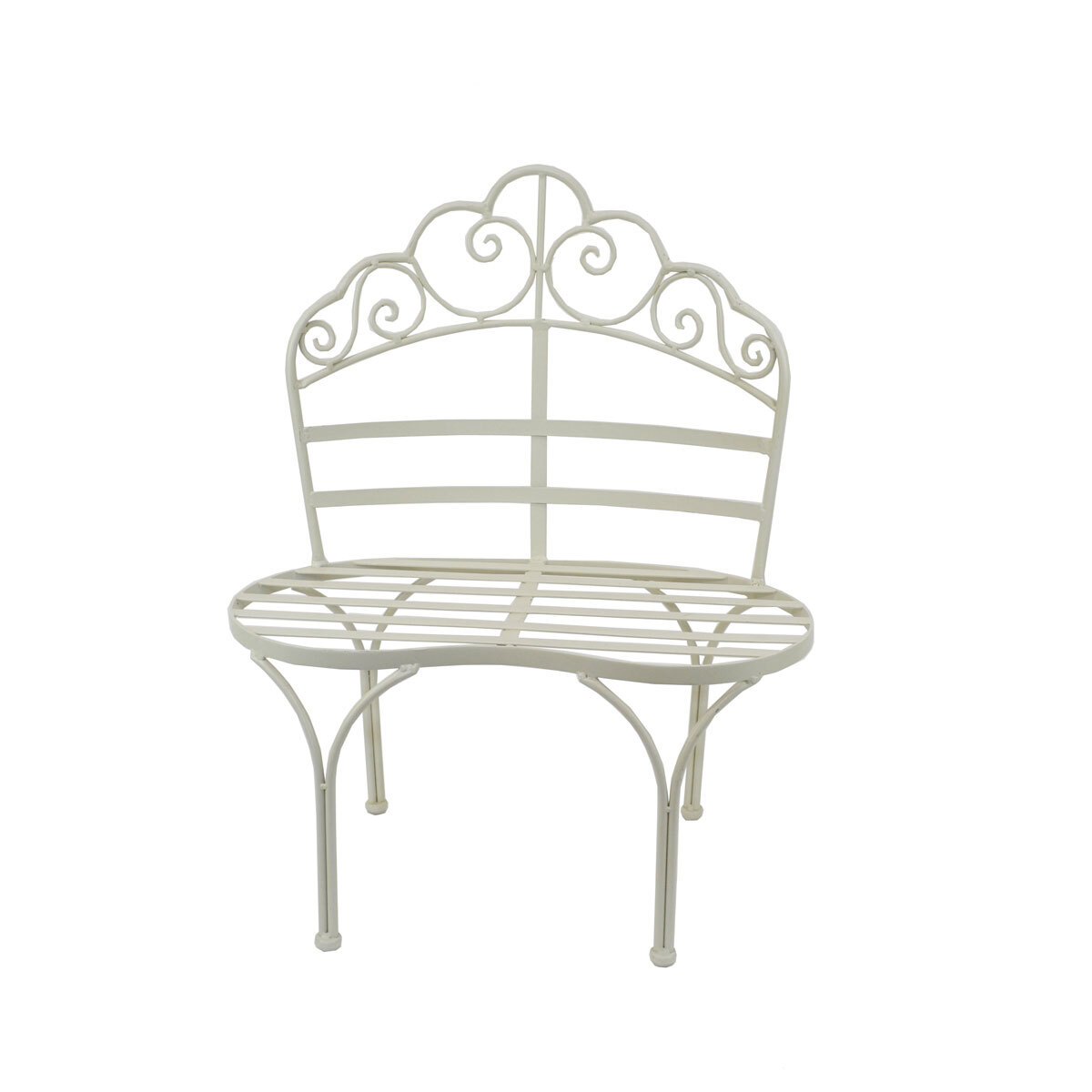 アイアンベンチチェア クリーム 椅子型 花台 ガーデン雑貨拍卖