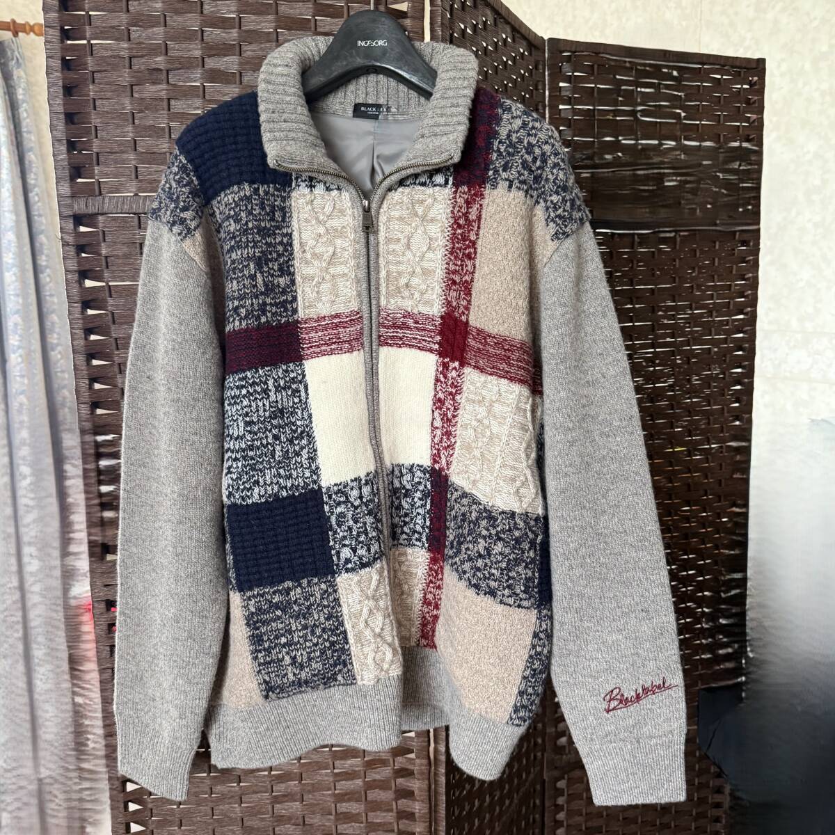 BUBERRY BLACK LABEL ジップアップニットカーディガン極美品拍卖