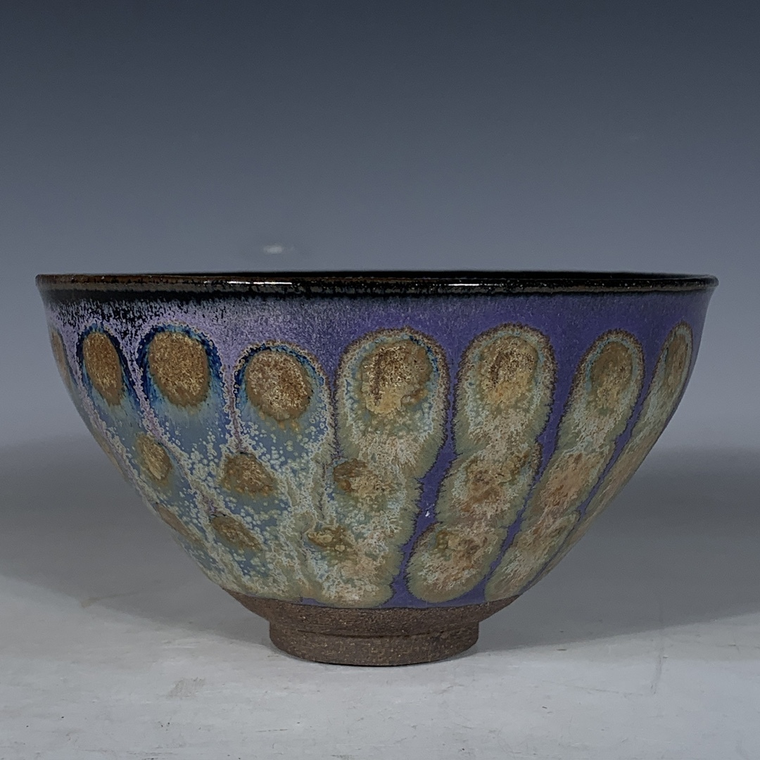 yfa|0318 中国磁器 陶芸 磁器『建窯曜変彩釉の器です』施釉陶 古代工芸品 陶芸 精美彫 置物 收藏品拍卖