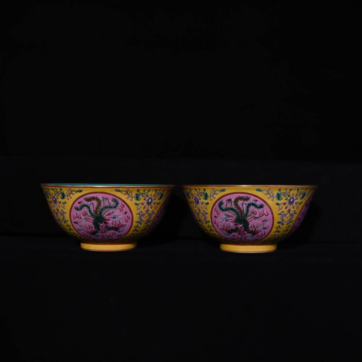 yfa|0323 中国磁器 陶芸 磁器『清雍正制琺瑯彩蒔金鳳紋碗』施釉陶 古代工芸品 陶芸 精美彫 置物 收藏品拍卖