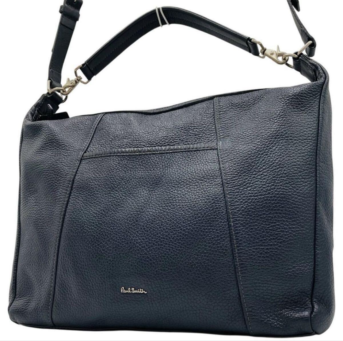 1円 Paul Smith ポールスミス ショルダーバッグ ビジネスバッグ ワンショルダー レザー ネイビー 2way拍卖