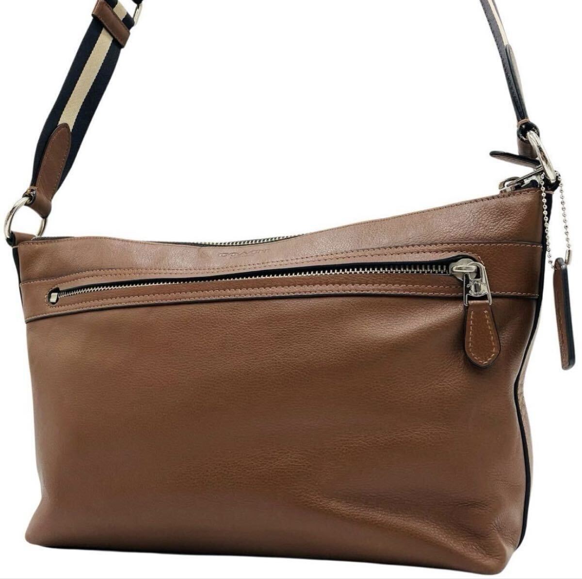 1円 COACH コーチ ショルダーバッグ ビジネス レザー ブラウン F54796拍卖