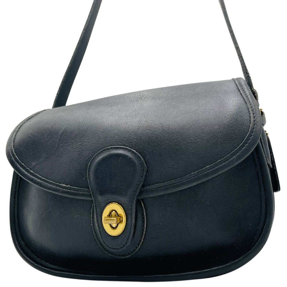 1円 美品 COACH オールドコーチ ショルダーバッグ レザー ブラック ターンロック ヴィンテージ y2k 9954拍卖
