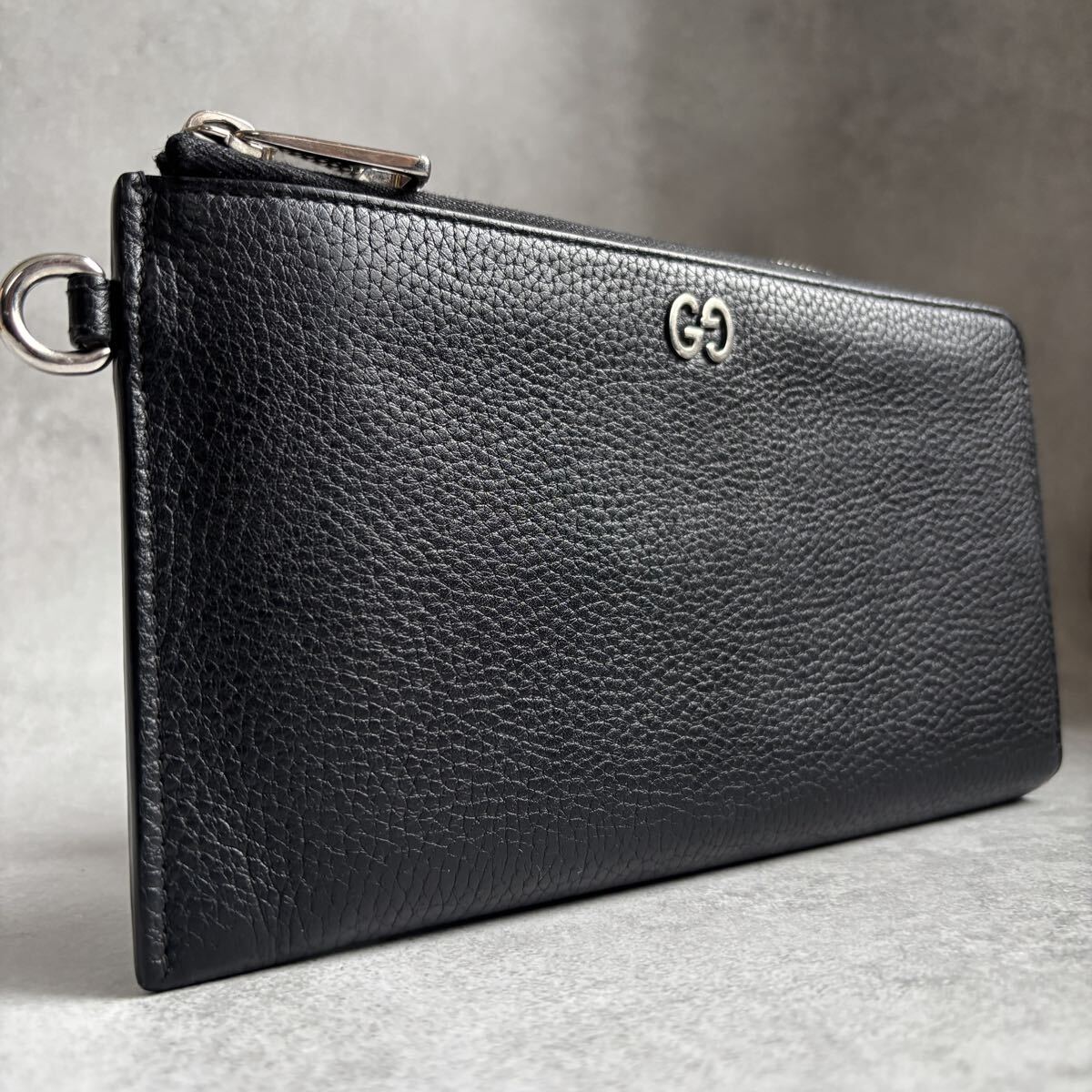 未使用級 GUCCI グッチ クラッチバッグ インターロッキング レザー 長財布 ロングウォレット 2way ブラック 黒 ビジネス メンズ拍卖