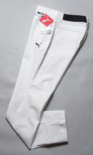新品 プーマ/PUMA ゴルフ 秋/冬/春 ハイパー ストレッチ 千鳥柄 スリム テーパードパンツ 定価15400円/レター\600/L(W82)/624945/ホワイト拍卖