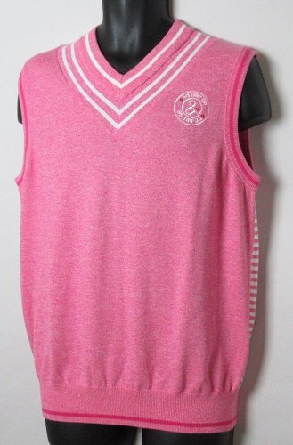 新品 アンパスィ/and per se ゴルフ Vネック ニットベスト/レターパック\600/定価14850円/LLサイズ/AMS2001A2/ピンク拍卖
