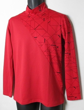 新品 テーラーメイド/TaylorMade ゴルフ 幾何学プリント長袖モックシャツ/レターパック\430/定価13200円/Mサイズ/TD447/レッド拍卖