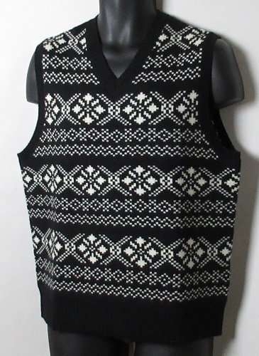 新品 ジェイ・プレス/J.PRESS ウールカシミヤ フェアアイルVネックベスト/レター\600/定価27500円/Lサイズ/KROVNZ0413/ブラック拍卖