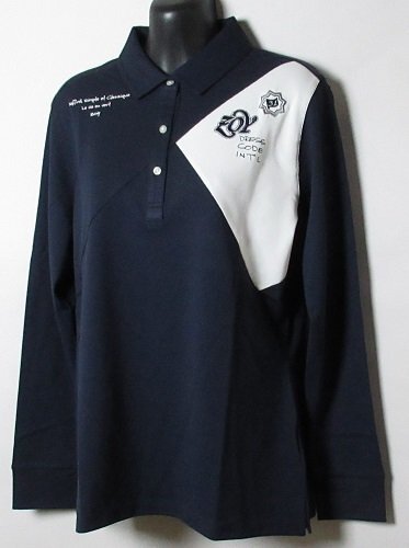 新品 ゾーイ/ZOY ゴルフ 鹿の子 ストレッチ長袖ポロシャツ/レターパック\430/定価25300円/40(L)/071729072/日本製/ネイビー拍卖